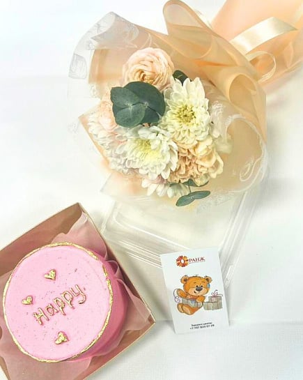 Сет "Сборный букет + Бенто торт" with delivery to Almaty