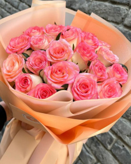 21 Голландских Розовых Роз with delivery to Almaty