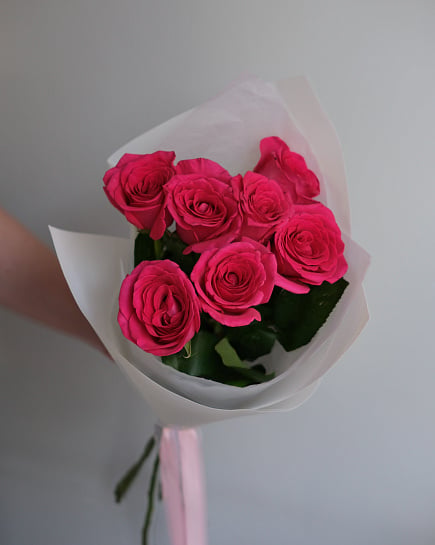 Букет из 7 малиновых роз with delivery to Almaty