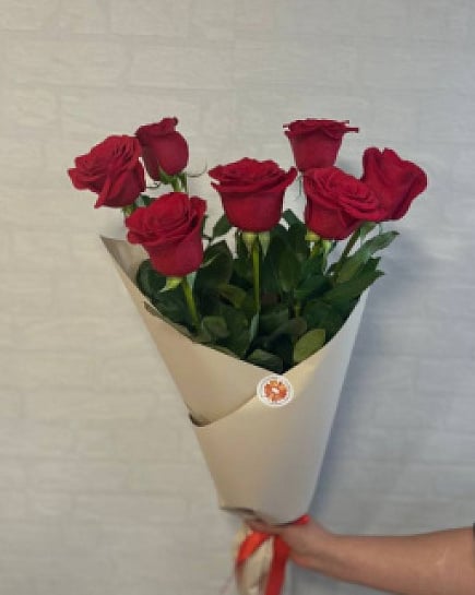 Букет из 7 длинных красных роз 80 см  with delivery to Almaty