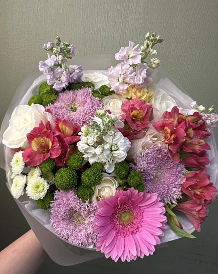 Розовое очарование с герберами и маттиолой with delivery to Astana