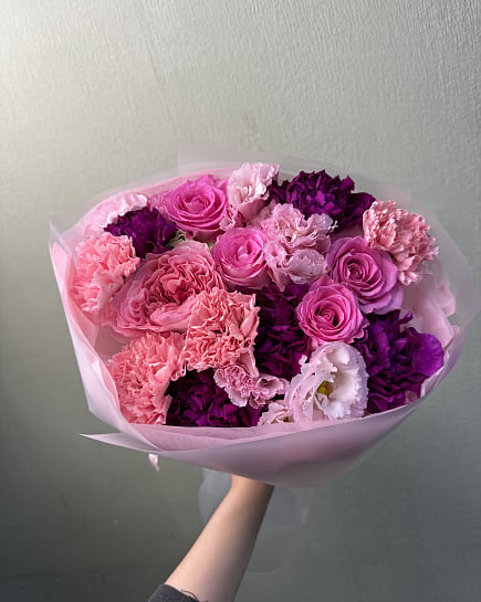 Розово-фиолетовый микс с пионовидными розами with delivery to Astana