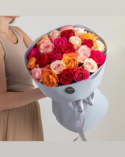 Яркий микс из 25 роз with delivery to Астане