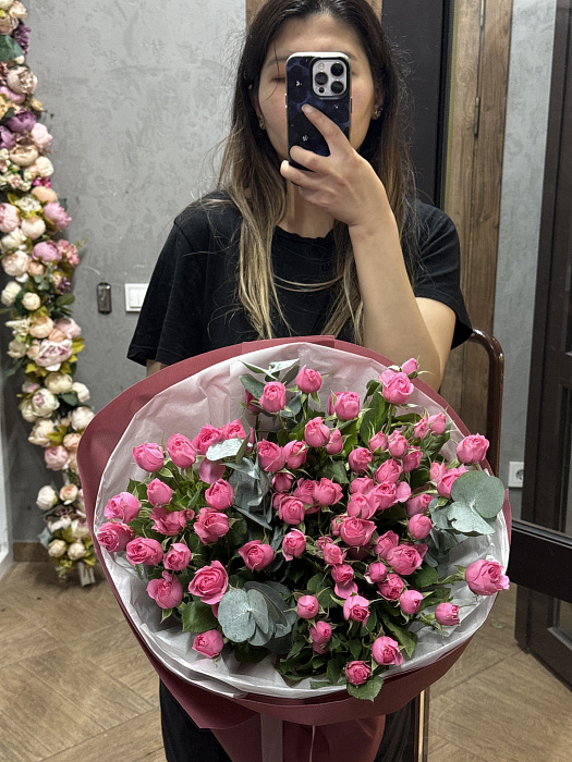Розовое облако из кустовых роз - купить в Астане с доставкой