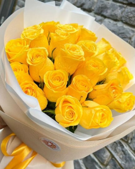 25 желтых Голландских роз with delivery to Almaty